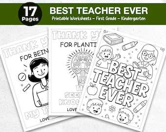 Best Teacher Coloring Page Printable | Teacher Appreciation Gift Activity | End of Year Thank You Card for Students | PDF Download
