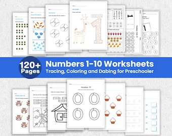 Numbers 1–10 Worksheets Bundle for Preschool and Kindergarten | Tracing, Dabing & Writing Number Practice | Number of the Day Printable