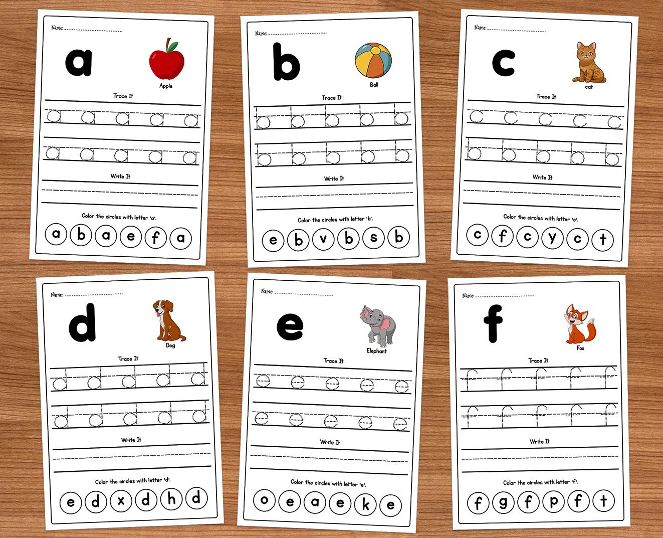 52 Letter Writing Tracing Coloring | Uppercase Lowercase Alphabet ...