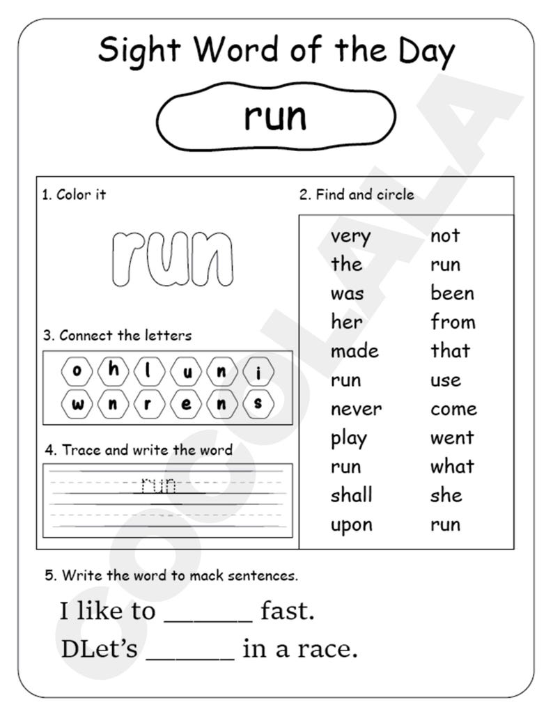 100 Sight Words Worksheets for Kids | Fry First Hundred Words, Learn to ...