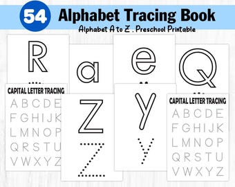 Preschool Alphabet Tracing 54 Pages | Kindergarten Handwriting Practice for Kids, Letter Tracing | Educational Upper and Lower Case Writing