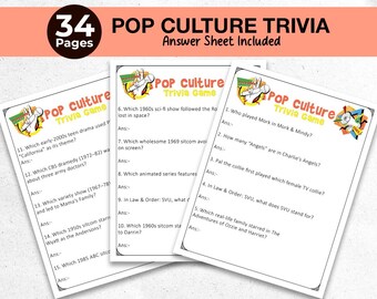 Pop Culture Trivia Game Printable | Guess Which Came First Quiz | Party Game for Kids & Adults | TV Movie Music Quiz | Instant Download