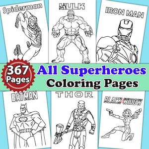 Wszystkie strony do kolorowania Superbohaterowie 367 | Kolorowanki Superbohaterowie | Kolorowanki Superbohaterowie Spiderman Hulk dla dzieci | Prezent na przyjęcie urodzinowe dla dzieci