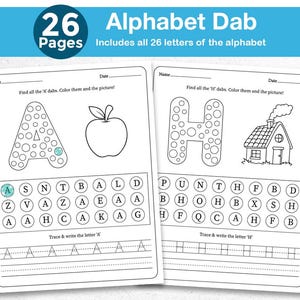 Utskrivbara alfabetsblad | A-Ö versaler gemener punktmarköraktivitet | Bokstavsigenkänning för förskola dagis PDF