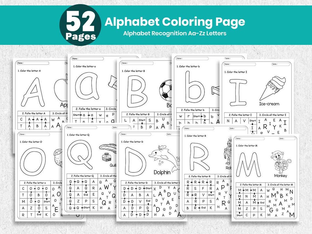 Alphabet Recognition Activity for Prek, 52 Letter Coloring Pages ...