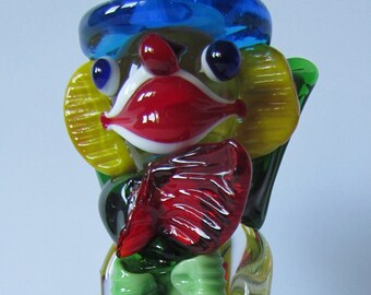 Vintage Clown Figur 16 cm schweres Murano Glas