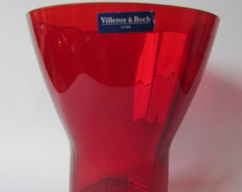 Vintage Red Glass Vase VILLEROY&BOCH h-21 cm