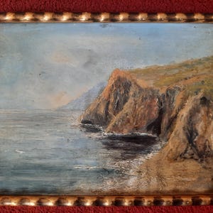 Cuadro vintage en marco 19*24 cm = pintura sobre cartón (Highland)