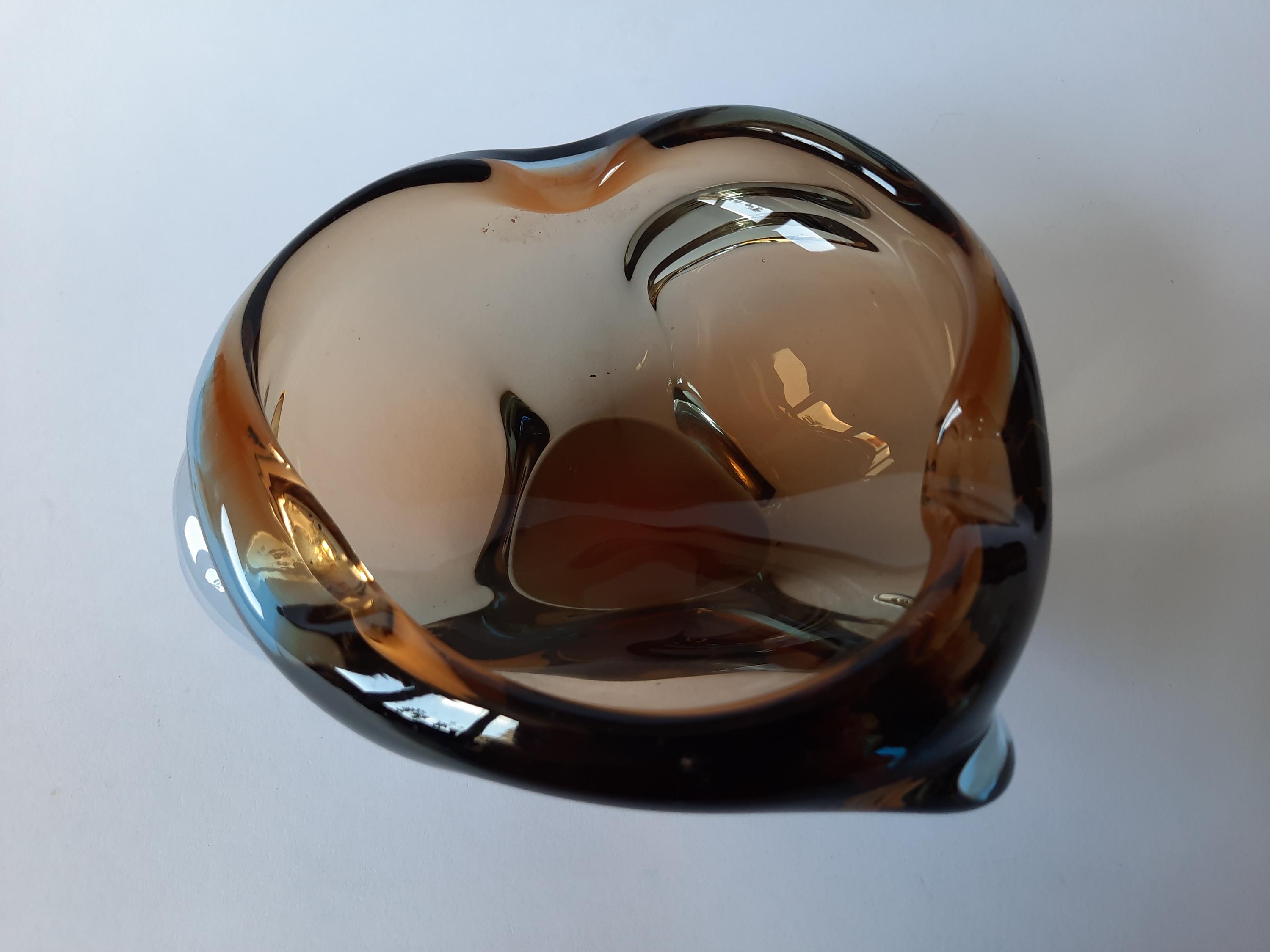 ヴィンテージ イタリア製 重厚 ベネチアン ムラーノガラス 灰皿 - 16 x