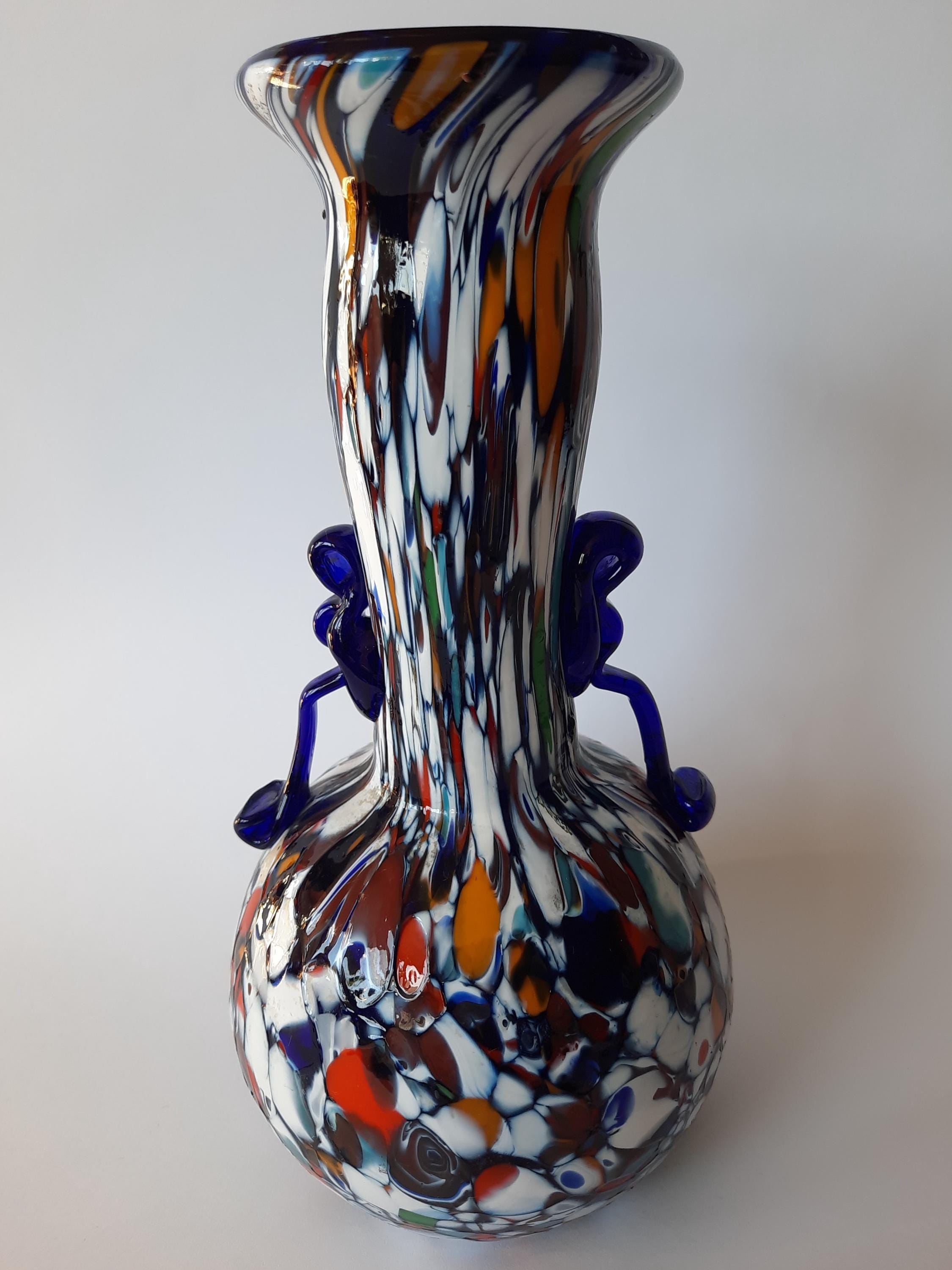 イタリア製ベネチアンビンテージガラス花瓶 色付きベネチアンガラスで