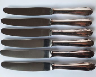 Lot De 6 Couteaux De Table Métal Argenté – Marque Gulden – Occasion