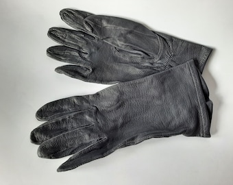希少 新品 英国製 イギリス製 革手袋 ブラック 黒 ヴィンテージ ヴィンテージ 60年代 70年代 ブラックレザーグローブ、ミドル丈、裏地