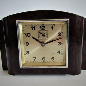 Vintage FOREIGN Mechanischer Holz Wecker