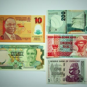 a lot of African banknotes