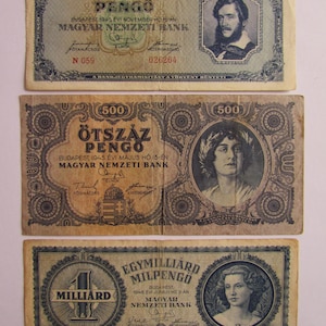 Hungary - Lot of 3 Vintage Banknotes