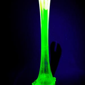 Antique vase made of Green Uranium Glass h-25.5 cm.