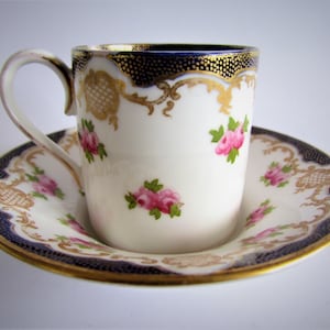 Vintage Coffee Cup & Saucer - CROWN STAFFORDSHIRE ENGLAND
