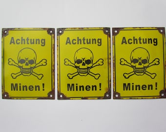 Germany - Metal Enamel Sign ACHTUNG MINEN ! - 20*15 cm copy