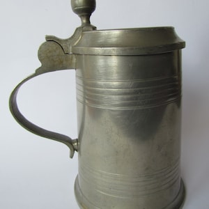 Vintage German pewter 1,2 l, beer mug with lid, h 21cm