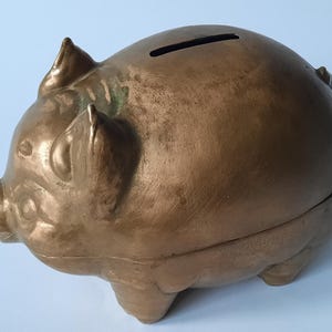 Vintage Bronze Piggy Bank image 1