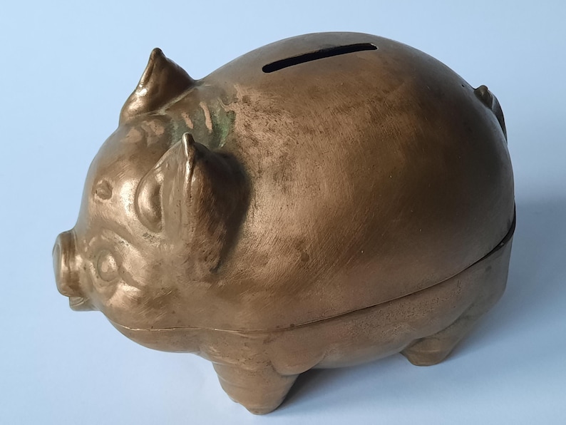 Vintage Bronze Piggy Bank image 1