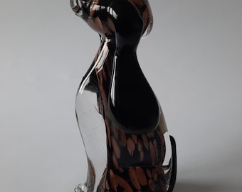 Figure of a Dog Made of Colored Heavy Italian Murano Glass h-13.5 cm