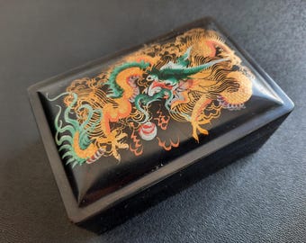 Vintage Chinese Jewellery Box Painted Dragon