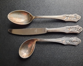 Vintage Silver Plated 90/23 Baby Feeding Cutlery Set - BERNDORF