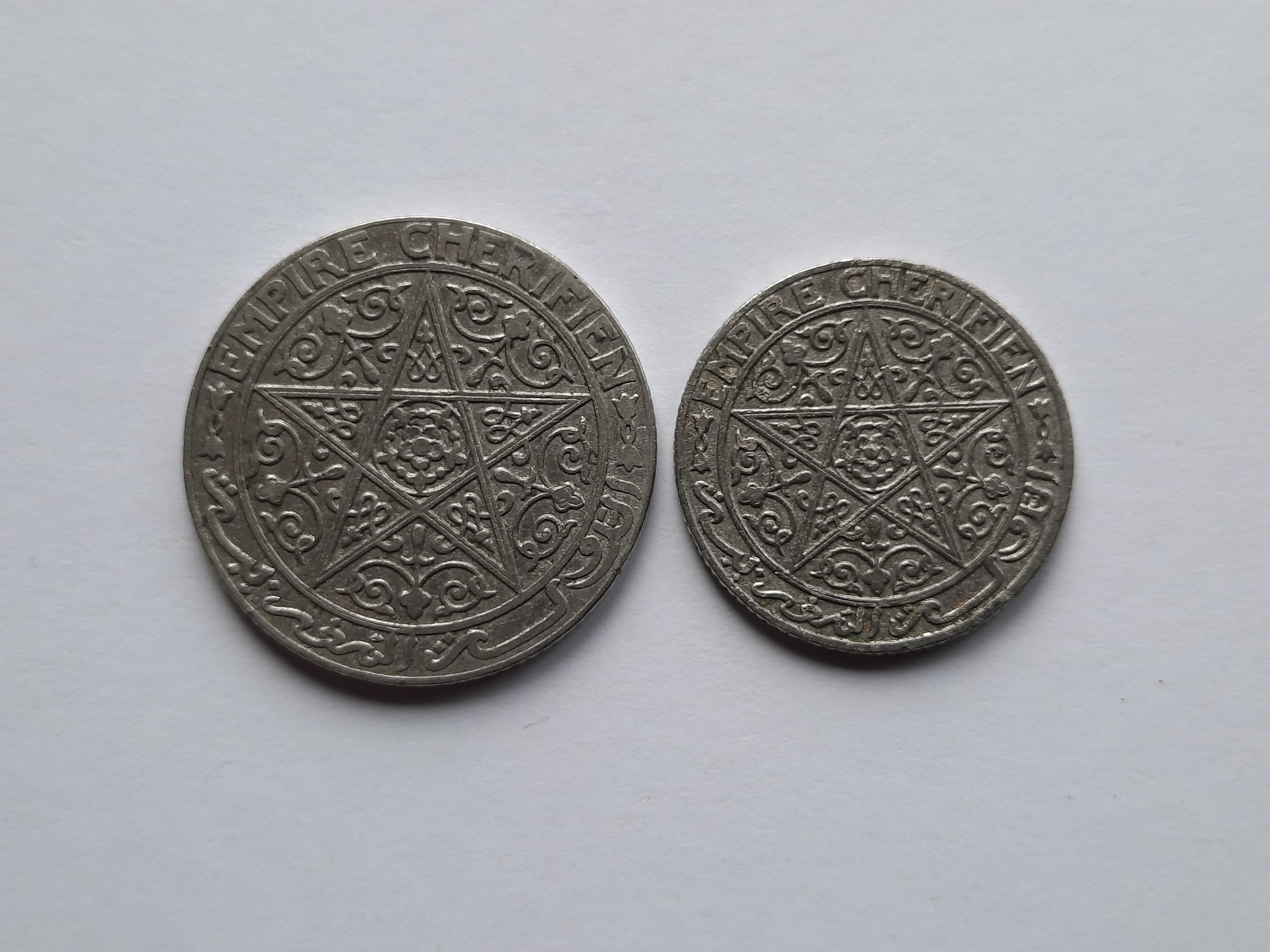コインセット - モロッコ 50 サンチーム + 1 フラン - 1921/1924
