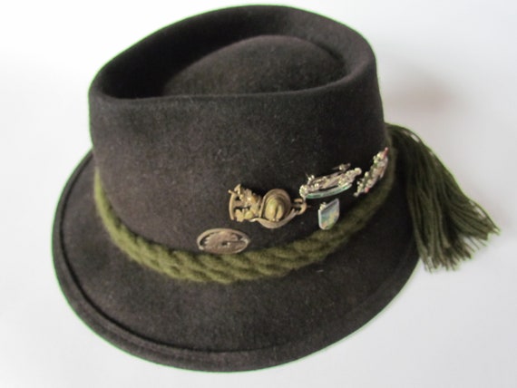 Chapeau Tyrolien Vintage En Cuir Moucheté Meindl - Pièce Unique, Taille L