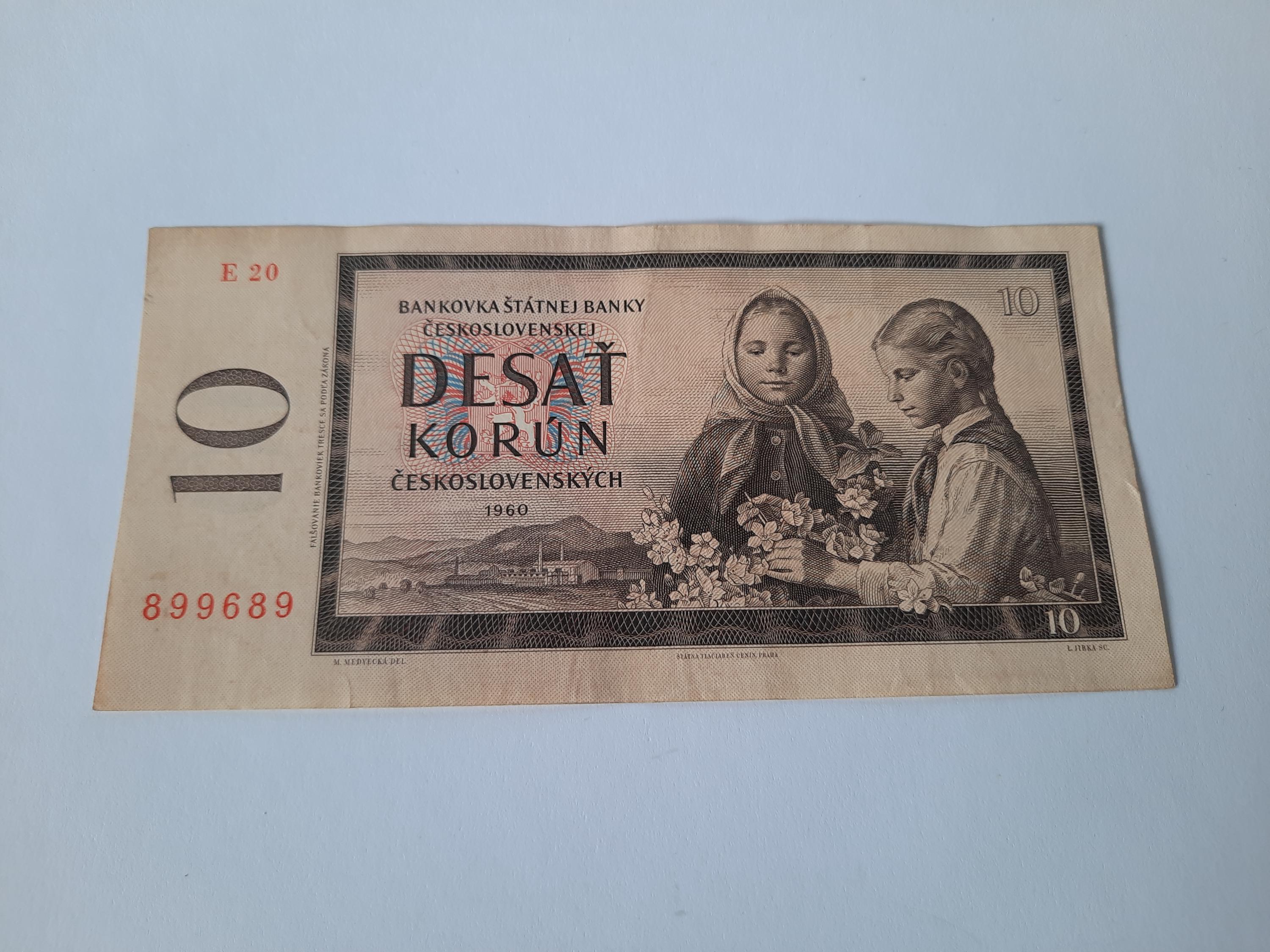 チェコスロバキア - 紙幣 10 クローナ 1960 年 E20 899689 - Etsy 日本