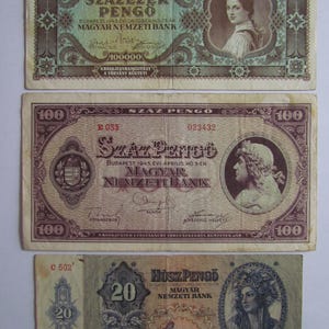 Hungary - Lot of 3 Vintage Banknotes