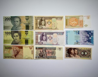 a lot of Asian banknotes