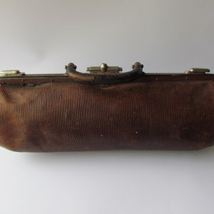 Antique Small Gladstone Bag Croc Leather, 1890s