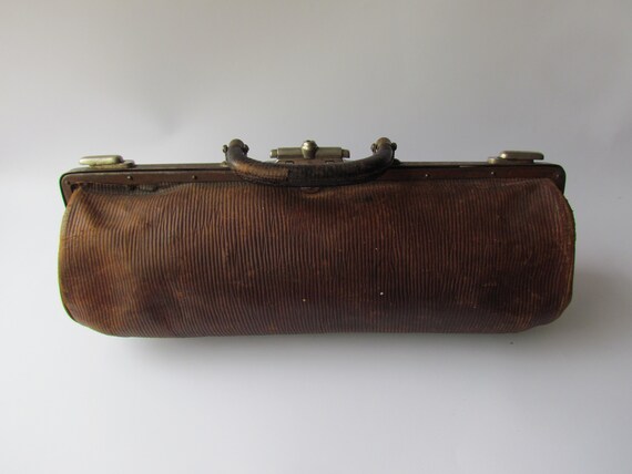 Antique Canvas Gladstone Bag 1800s Victorian Foldable Travel 