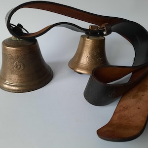 A pair of Vintage Bronze Bells Attached to a German Officer&#39;s Belt