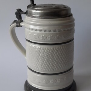 Vintage German Ceramic Mug 1 Liter with Pewter Lid