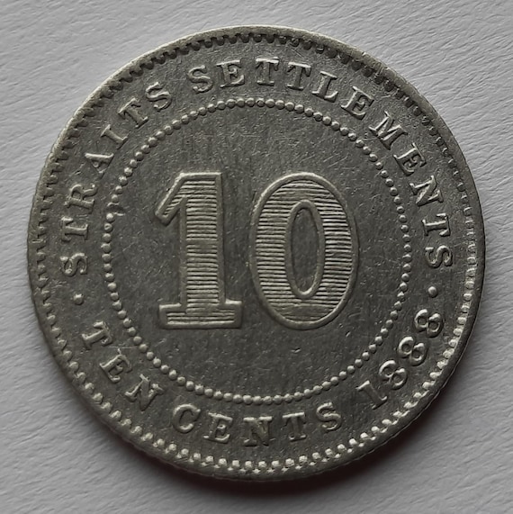 外国 海峡植民地 10セント銀貨（ヴィクトリア女王）1884年 1枚 海峡植民地 10 セント 1888 ビクトリア シルバー - Etsy 日本