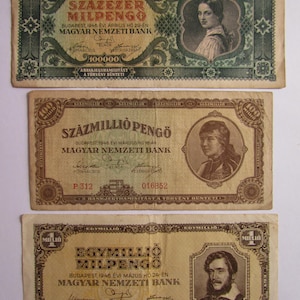 Hungary - Lot of 3 Vintage Banknotes