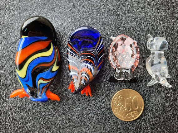 ムラーノガラスのフクロウの置物4個セット - Etsy 日本