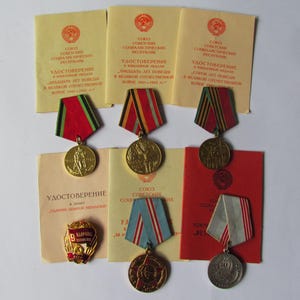 USSR - set of medals with documents
