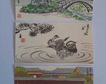 Set of 3 Japanese Vintage Postcards