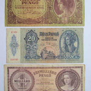 Hungary - Lot of 3 Vintage Banknotes