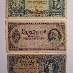 Hungary - Lot of 3 Vintage Banknotes