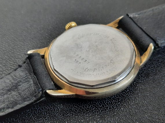 Montre Homme Vintage LUX 17 Rubis - Mécanique à Remontoir - Cadran Noir, Boîtier Laiton Bleu