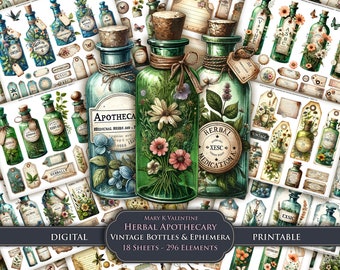 Vintage Apothecary Ephemera: Junk Journal Pages, Labels (Digital Download)