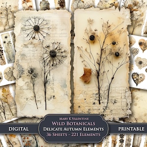 Herfst ongewenste dagboek herfst Tags bladwijzers pagina's bladen delicate natuur digitale papier ambachtelijke plakboek kortstondige afdrukbare Instant Download