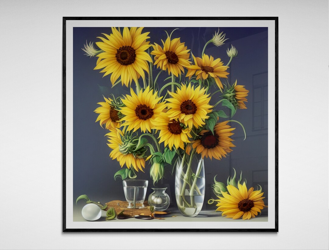 Printable Original Sunflower Art Prints Instant Download Etsy