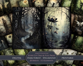 Dark Forest Junk Journal Printables, Mystical Woodland Ephemera (Digital Download)