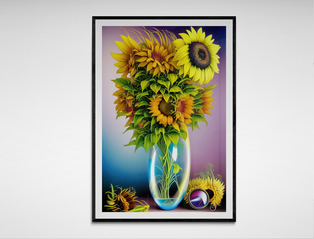 Original Printable Sunflower Art Prints Instant Download Etsy